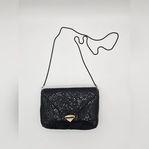 SOLD!Vintage Black Metal Mesh Slinky Chain Purse Handbag Evening Bag Chain Strap